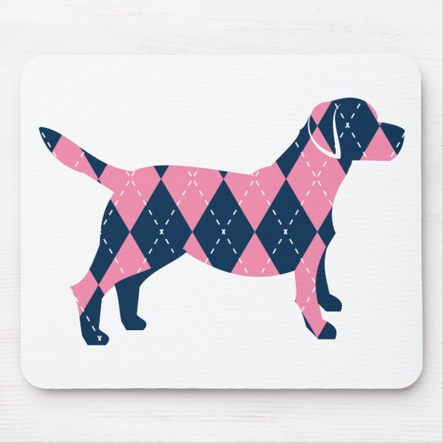 Blått- och rosaArgyle Labrador hund tröja Musmatta (Framsidan)
