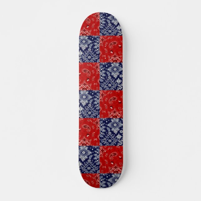 Blått och rött Bandana Skateboard (Framsida)