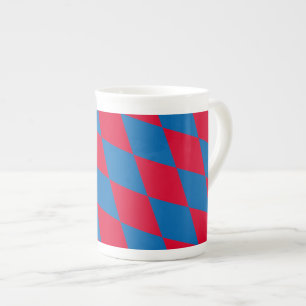 Blått och rött bavaria Diamond Flagga Mönster Benporslin Mugg