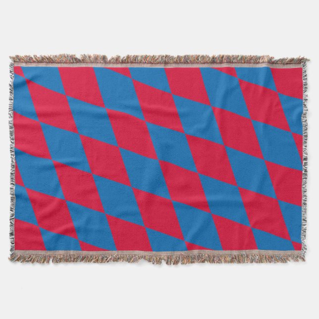 Blått och rött bavaria Diamond Flagga Mönster Filt (Framsidan)
