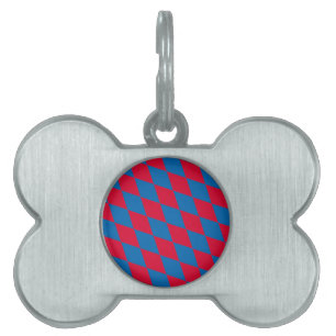 Blått och rött bavaria Diamond Flagga Mönster ID-bricka Husdjur