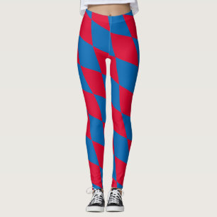 Blått och rött bavaria Diamond Flagga Mönster Leggings