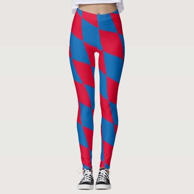 Blått och rött bavaria Diamond Flagga Mönster Leggings (Framsida)