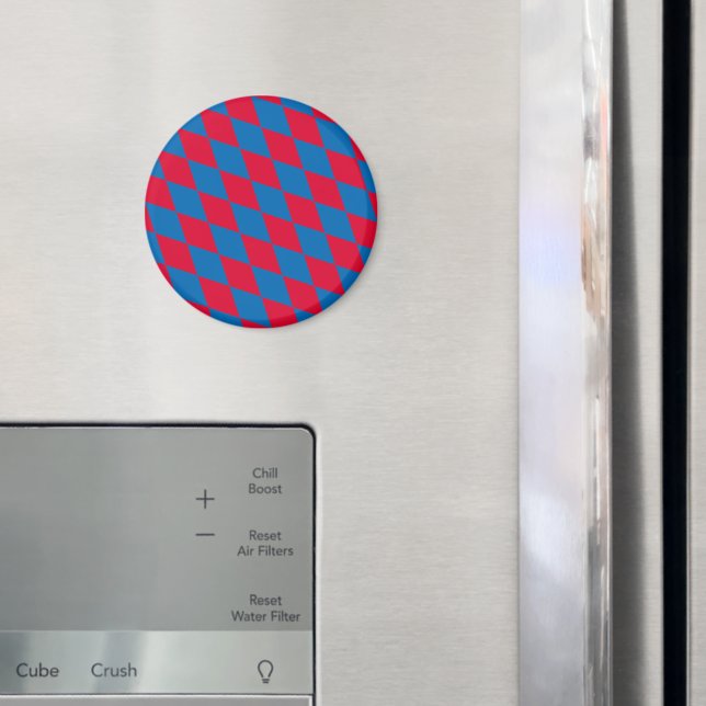 Blått och rött bavaria Diamond Flagga Mönster Magnet (In Situ (Fridge))