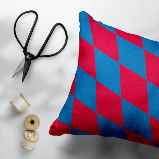 Blått och rött bavaria Diamond Flagga Mönster Prydnadskudde (Skapare uppladdad)