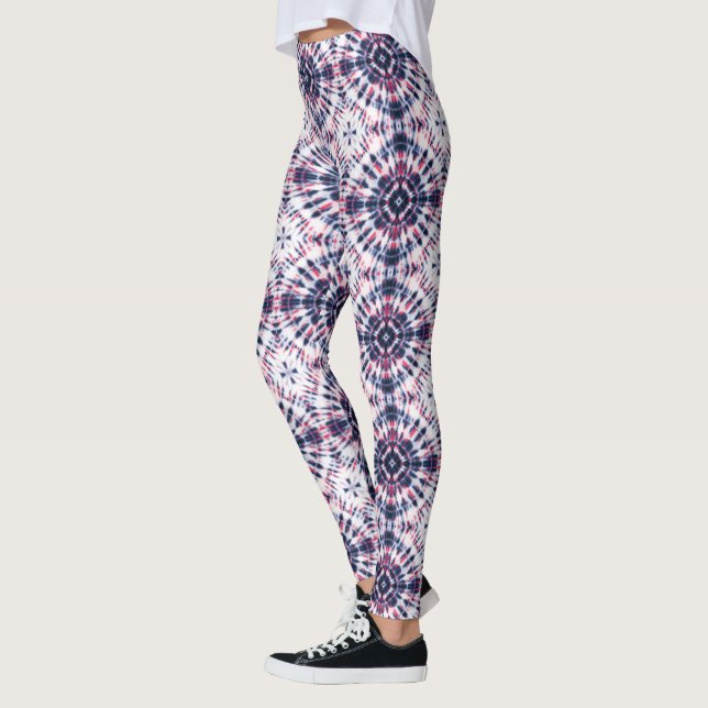 Blått och rött färgdäck, Mönster Leggings (Vänster)