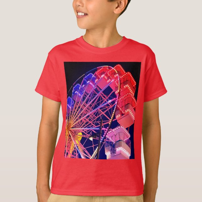 Blått och rött färjehjul t shirt (Framsida)
