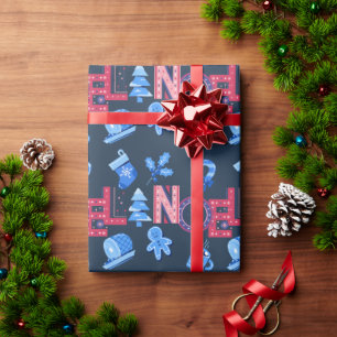 Blått och rött fenomen som ger julklapp presentpapper