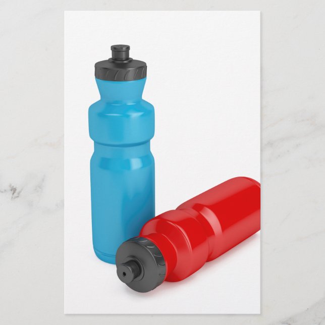 Blått och rött flaskor av plast (Framsida)