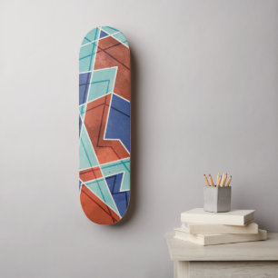 Blått Och Rött Geometriskt Mönster Mini Skateboard Bräda 18,5 Cm