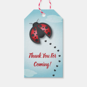 Blått och rött Himmel lilla Ladybug är på väg Presentetikett