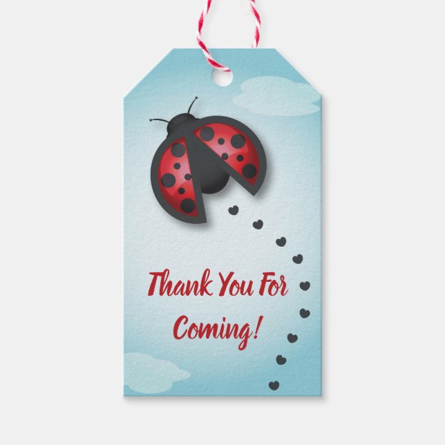 Blått och rött Himmel lilla Ladybug är på väg Presentetikett (Framsidan)
