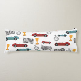 Blått och rött kort för snabb Tävla av Vintage Kroppskudde