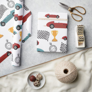 Blått och rött kort för snabb Tävla av Vintage Presentpapper