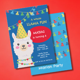 Blått och rött lampa med party hat-inbjudan inbjudningar