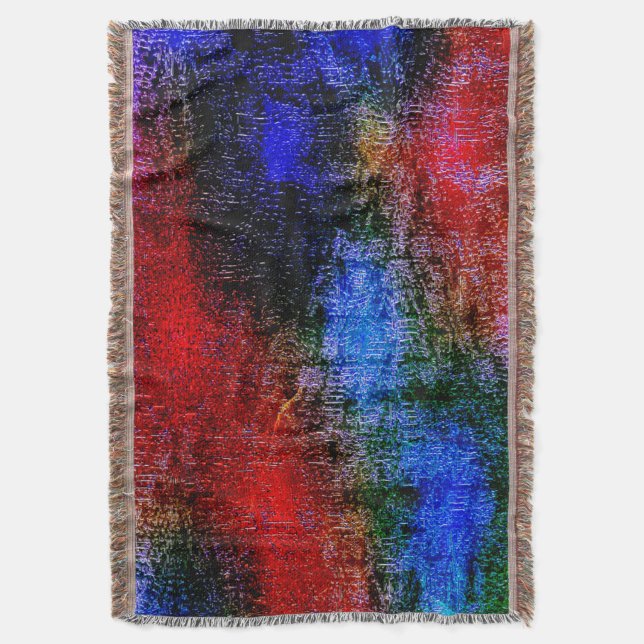 Blått och rött material som har flåtts med "oljefä filt (Framsidan Vertikal)