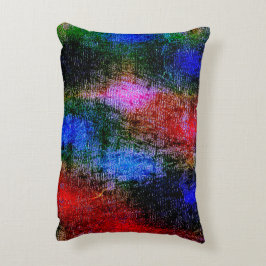 Blått och rött material som har flåtts med "oljefä prydnadskudde