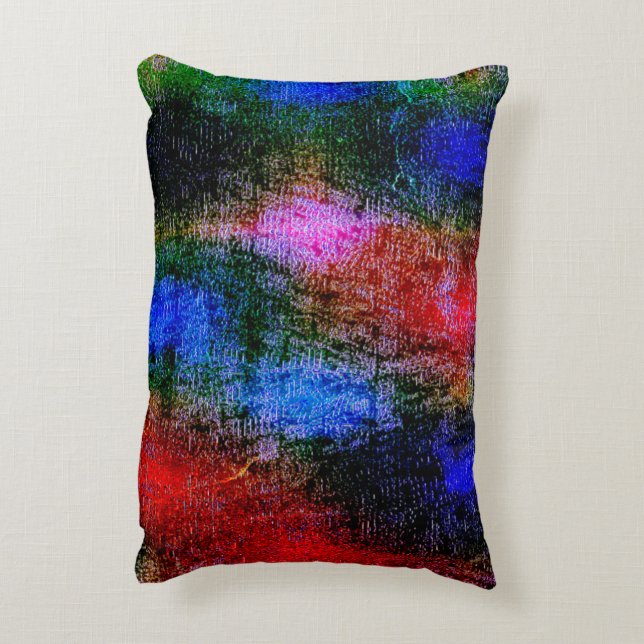 Blått och rött material som har flåtts med "oljefä prydnadskudde (Baksidan(Vertikal))