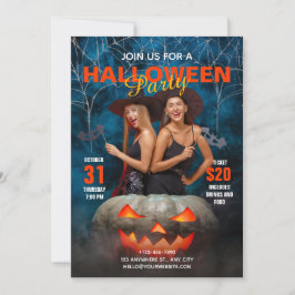 Blått och rött Modern Halloween fest-inbjudan Inbjudningar