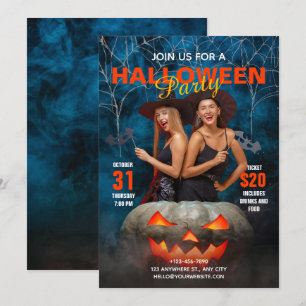 Blått och rött Modern Halloween fest-inbjudan Inbjudningar