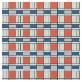 Blått och rött retro Geometric Mönster Tyg