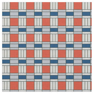 Blått och rött retro Geometric Mönster Tyg