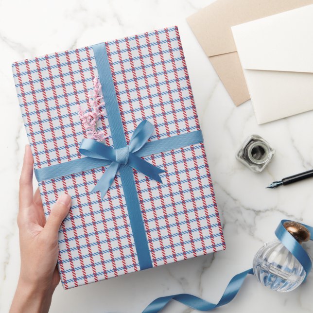 Blått och rött rutigt tyg presentpapper (Gifting)