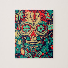 Blått och rött skal pussel