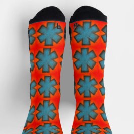 Blått och rött "Star of Life" Ems-sockor