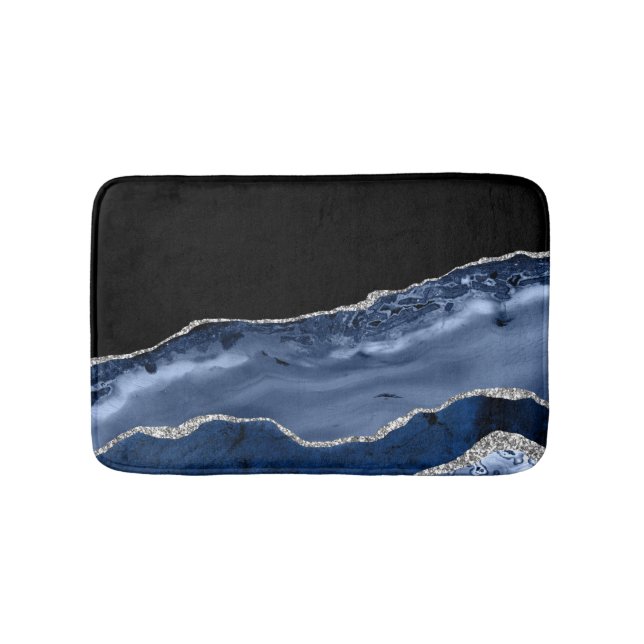Blått och Silver Agate Bath Mat Badrumsmatta (Framsidan)