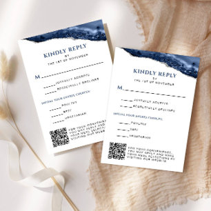 Blått och Silver Agate Pub Mitzvah QR-Lodrät OSA Kort