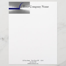 Blått och silver borstad metall brevhuvud