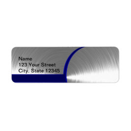 Blått och Silver Brushed Metall Returadress Etikett