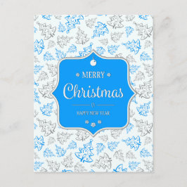 Blått och Silver Elegant Julgranar Mönster Helg Vykort