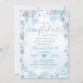 Blått och Silver Geometric Winter Baby Shower Inbj Inbjudningar