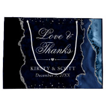 Blått och Silver Glitter Agate Bröllop