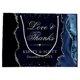 Blått och Silver Glitter Agate Bröllop