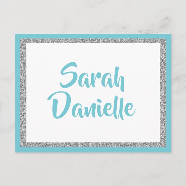 Blått och Silver Glitter-fiskekort Vykort (Framsida)