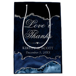 Blått och Silver Glitter marble Agate Bröllop