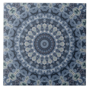 Blått och silver Mandala mönsterdesign Kakelplatta