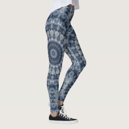 Blått och silver Mandala mönsterdesign Leggings