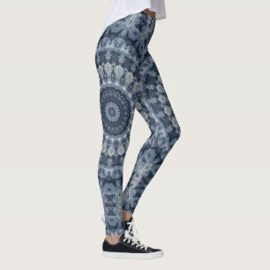 Blått och silver Mandala mönsterdesign Leggings