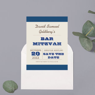 Blått och Silver Pub Mitzvah Spara datum Meddelande Vykort
