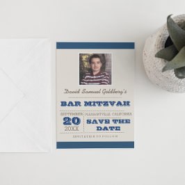 Blått och Silver Pub Mitzvah Spara datum Meddelande Vykort