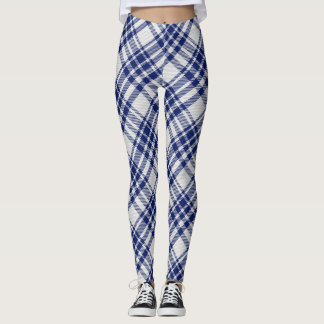 Blått och Silver Royal Stewart tartan mönster Leggings