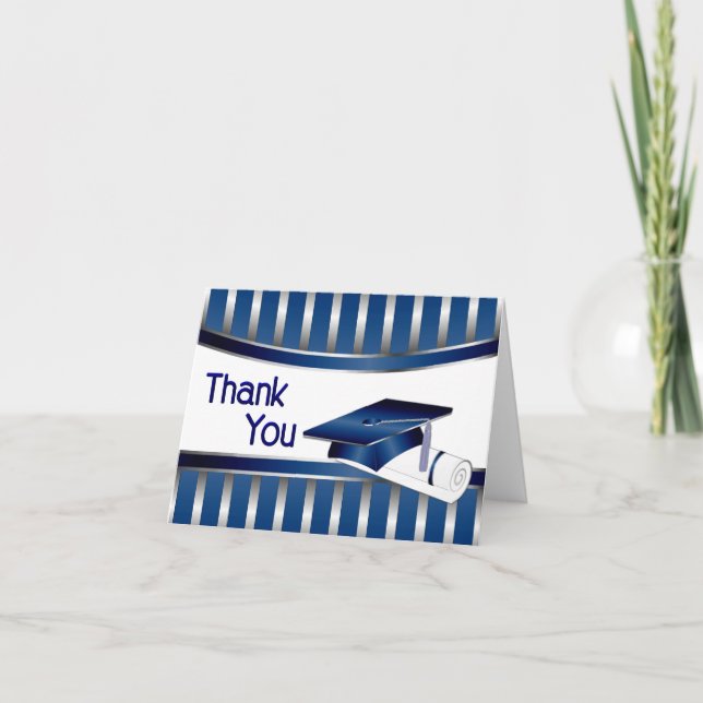 Blått och Silver Studenten tackkort (Framsida)