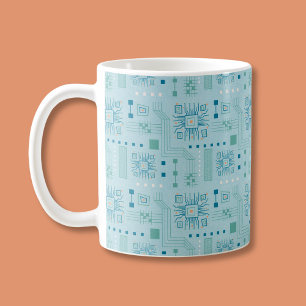 Blått och skalat kretskort Mönster Kaffemugg