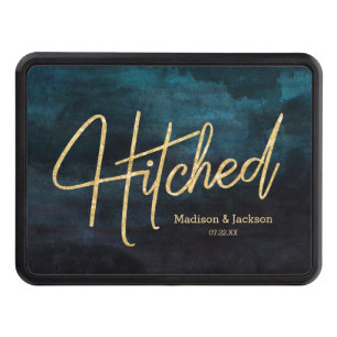 Blått och skalat vattenfärg och Guld Bröllop Hitta Skydd För Dragkrok