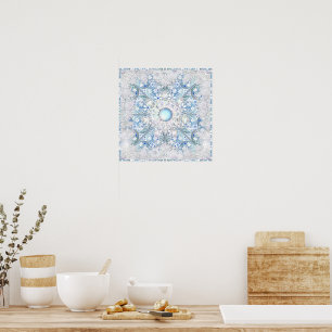 Blått och snöflinga i Ceramic snöre Poster