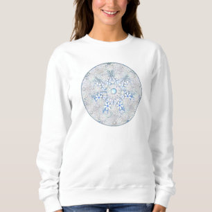 Blått och snöflinga i Ceramic snöre T Shirt